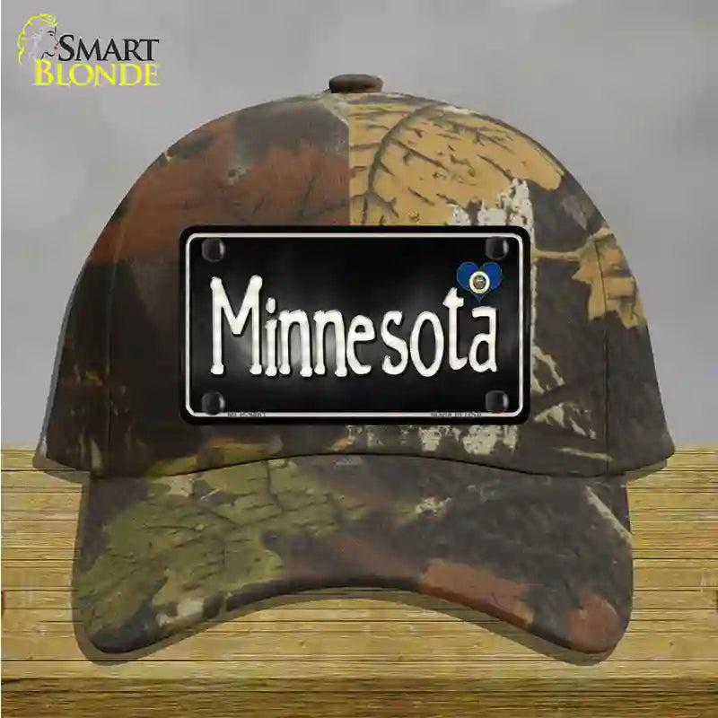 Minnesota Flag Script Novelty License Plate Hat Cotton / Camoflauge