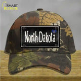 North Dakota Flag Script Novelty License Plate Hat Cotton / Camoflauge