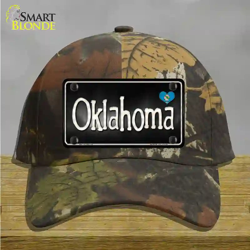 Oklahoma Flag Script Novelty License Plate Hat Cotton / Camoflauge