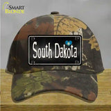 South Dakota Flag Script Novelty License Plate Hat Cotton / Camoflauge