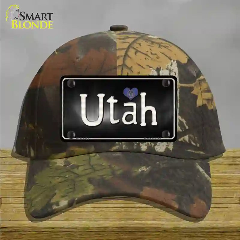 Utah Flag Script Novelty License Plate Hat Cotton / Camoflauge