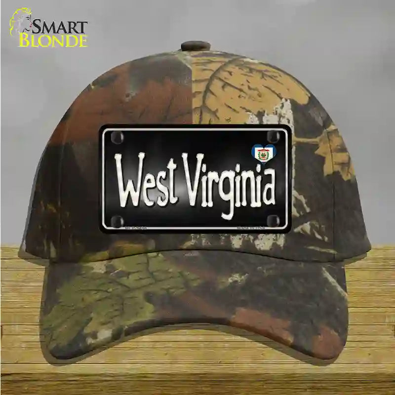 West Virginia Flag Script Novelty License Plate Hat Cotton / Camoflauge