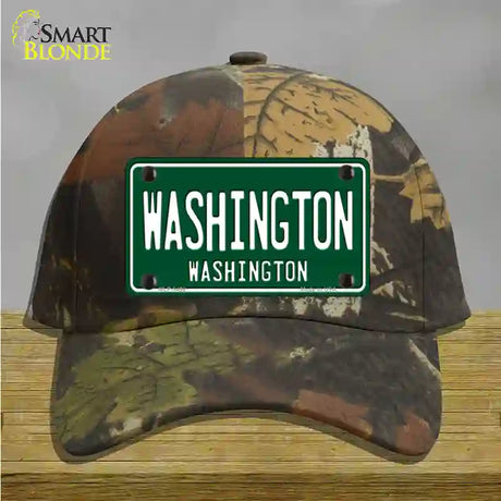 Washington Vintage Green Novelty License Plate Hat Cotton / Camoflauge