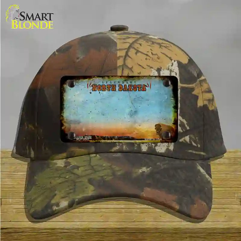 North Dakota Legendary Rusty Blank Novelty License Plate Hat Cotton / Camoflauge