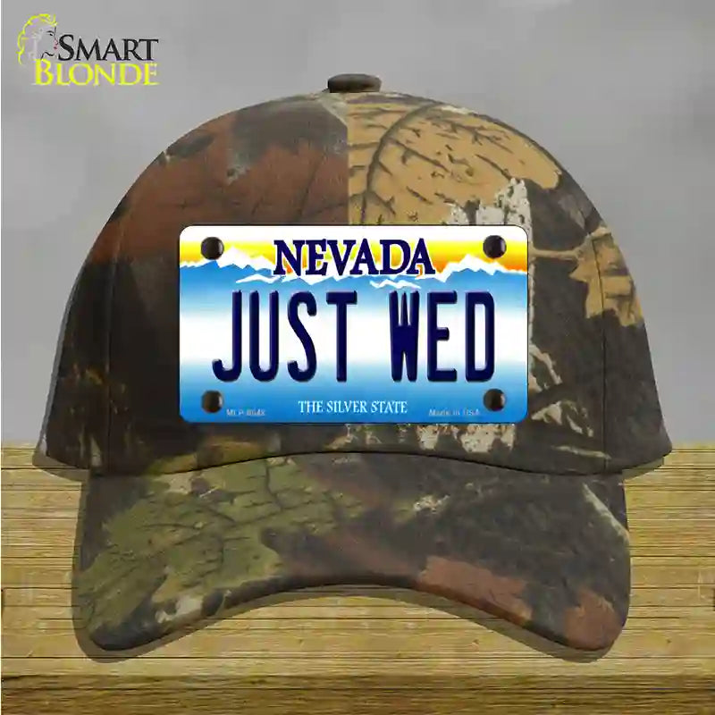 Just Wed Nevada Novelty License Plate Hat Cotton / Camoflauge