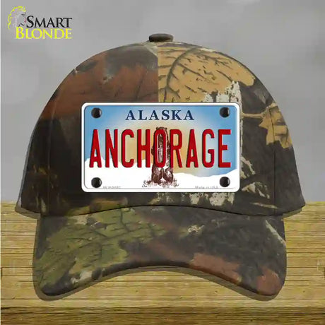 Anchorage Alaska State Novelty License Plate Hat Cotton / Camoflauge