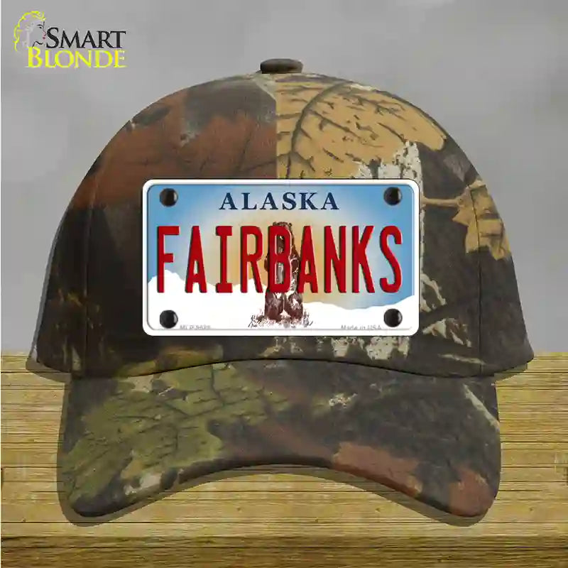 Fairbanks Alaska State Novelty License Plate Hat Cotton / Camoflauge