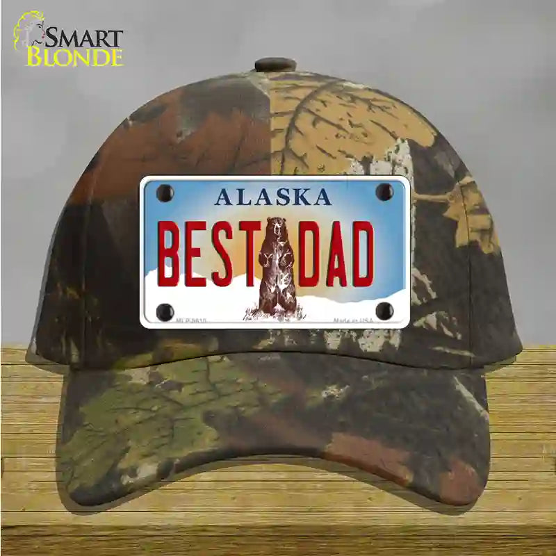 Best Dad Alaska State Novelty License Plate Hat Cotton / Camoflauge