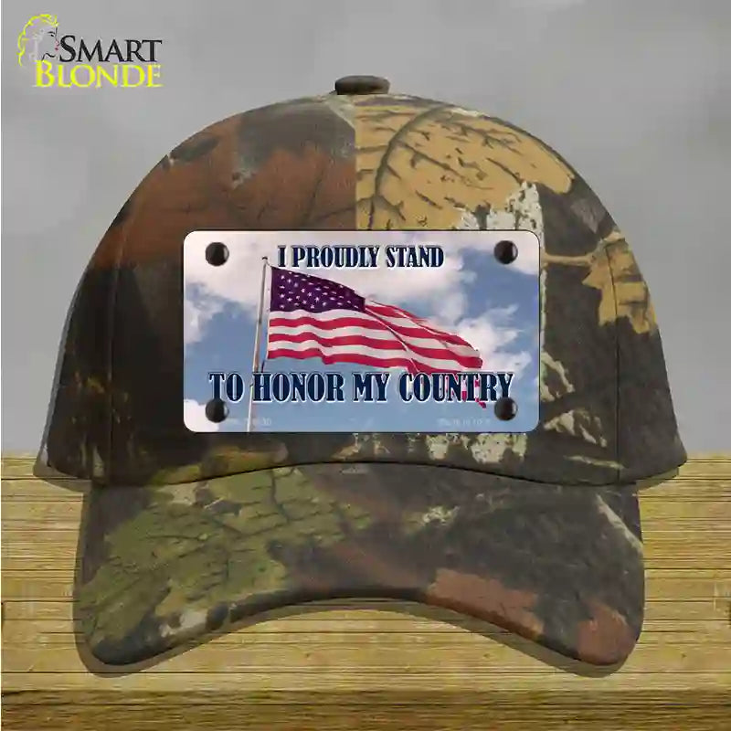 Proudly Stand Novelty License Plate Hat Cotton / Camoflauge