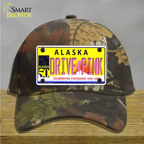 Drive Pink Alaska Novelty License Plate Hat Cotton / Camoflauge