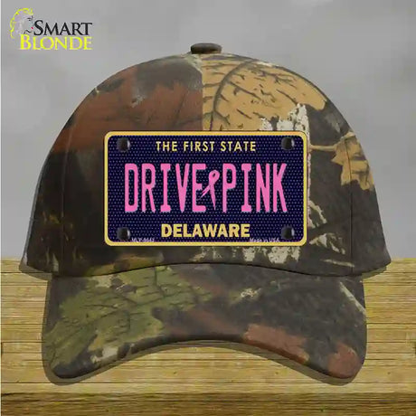 Drive Pink Delaware Novelty License Plate Hat Cotton / Camoflauge