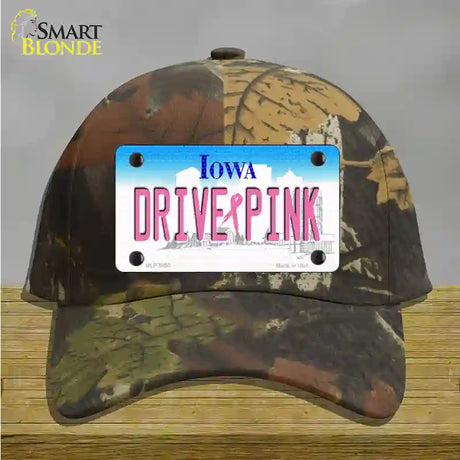 Drive Pink Iowa Novelty License Plate Hat Cotton / Camoflauge