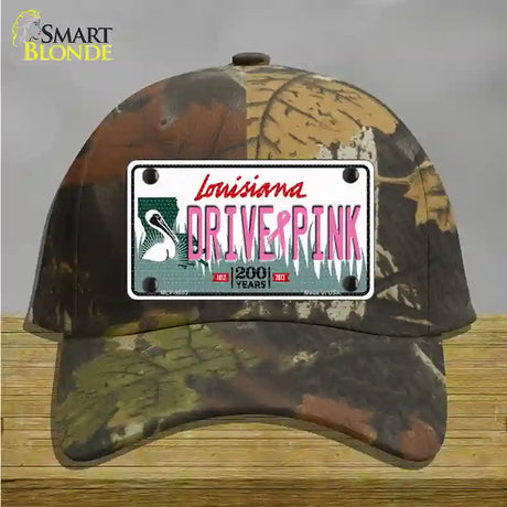 Drive Pink Louisiana Novelty License Plate Hat Cotton / Camoflauge