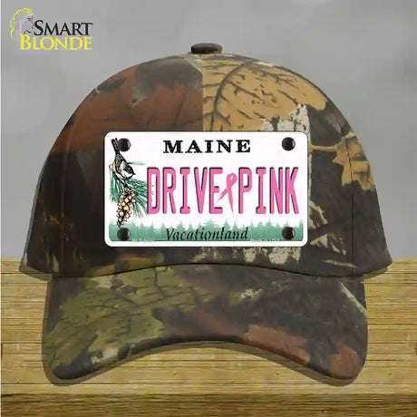 Drive Pink Maine Novelty License Plate Hat Cotton / Camoflauge