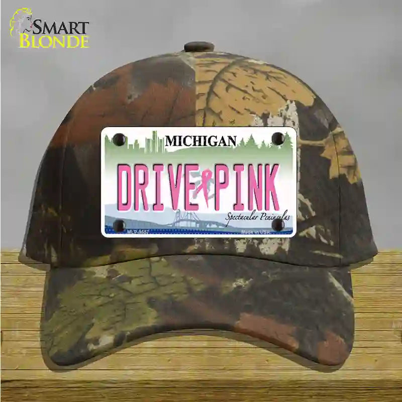 Drive Pink Michigan Novelty License Plate Hat Cotton / Camoflauge