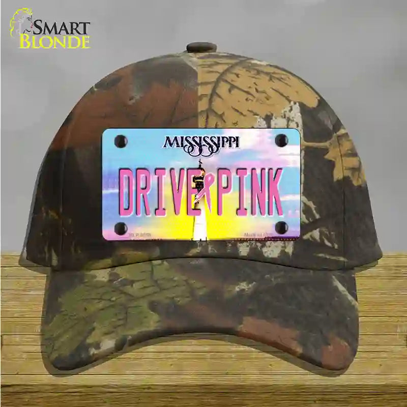 Drive Pink Mississippi Novelty License Plate Hat Cotton / Camoflauge