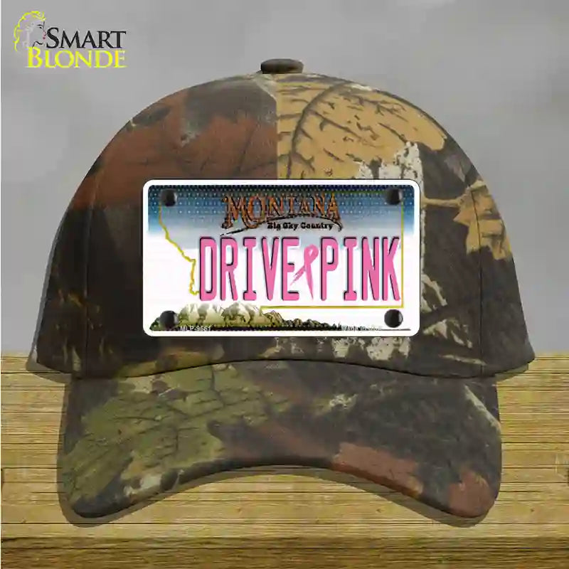 Drive Pink Montana Novelty License Plate Hat Cotton / Camoflauge