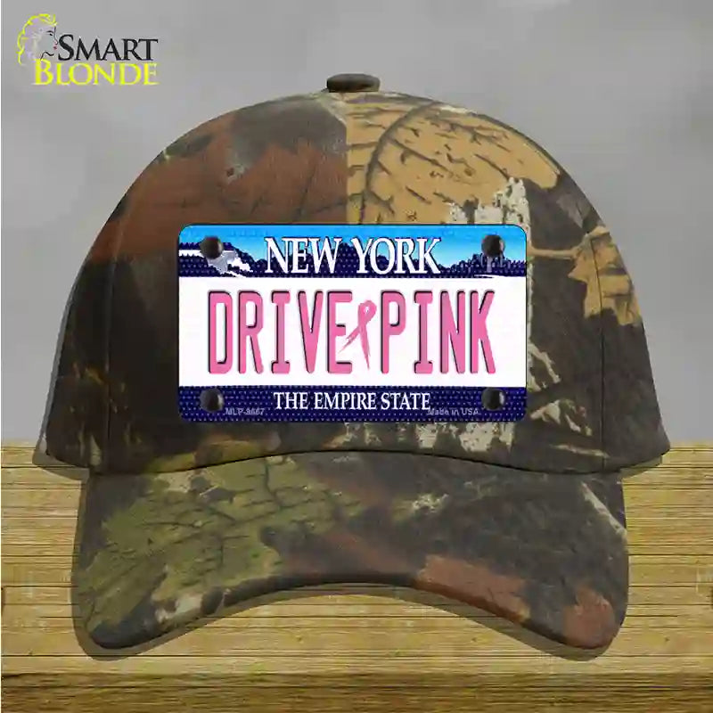 Drive Pink New York Novelty License Plate Hat Cotton / Camoflauge