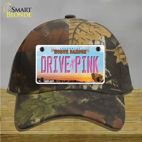 Drive Pink North Dakota Novelty License Plate Hat Cotton / Camoflauge