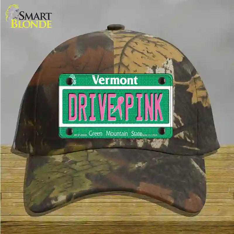 Drive Pink Vermont Novelty License Plate Hat Cotton / Camoflauge