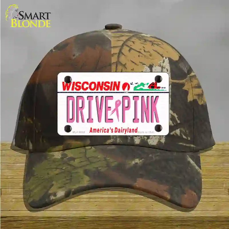 Drive Pink Wisconsin Novelty License Plate Hat Cotton / Camoflauge