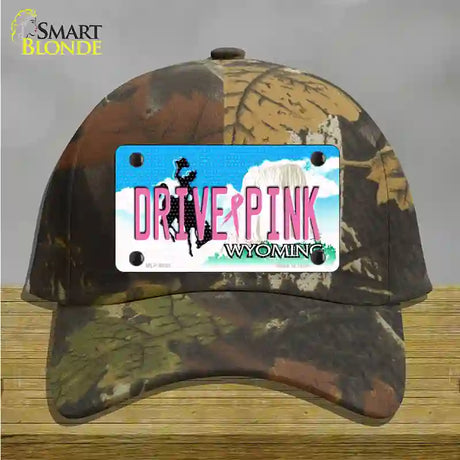 Drive Pink Wyoming Novelty License Plate Hat Cotton / Camoflauge