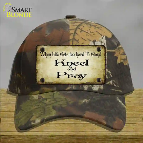 Kneel And Pray Novelty License Plate Hat Cotton / Camoflauge