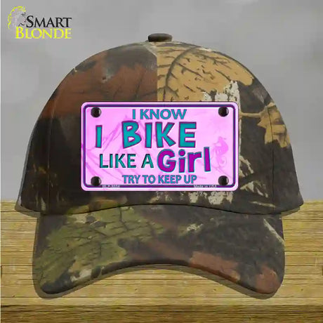 Bike Like A Girl Pink Novelty License Plate Hat Cotton / Camoflauge