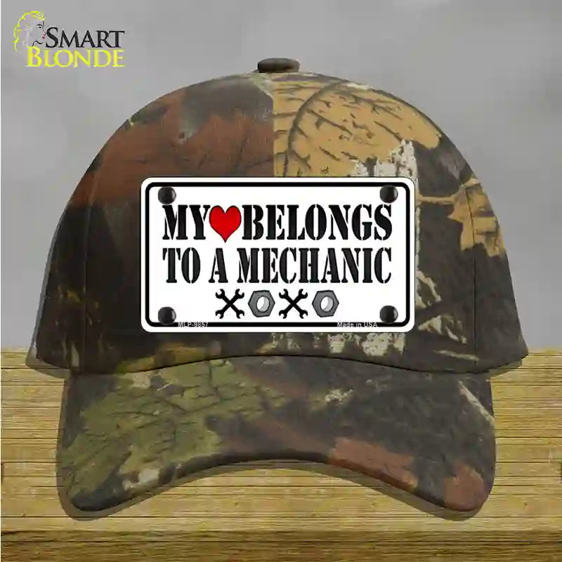 Heart Belongs To Mechanic Novelty License Plate Hat Cotton / Camoflauge