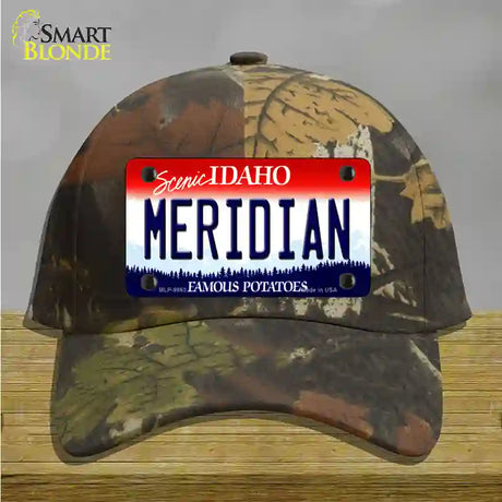 Meridian Idaho Novelty License Plate Hat Cotton / Camoflauge