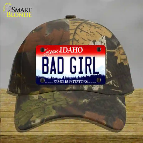 Bad Girl Idaho Novelty License Plate Hat Cotton / Camoflauge