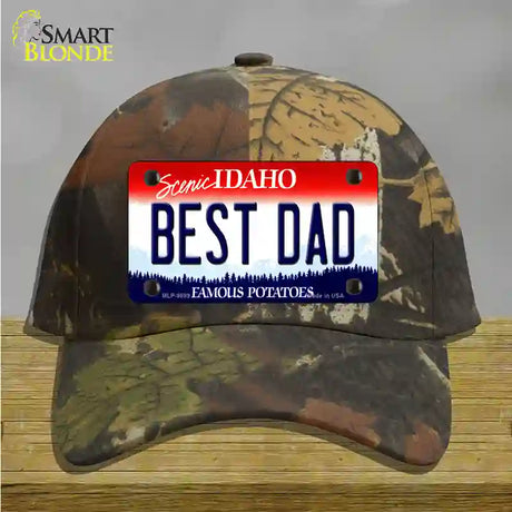 Best Dad Idaho Novelty License Plate Hat Cotton / Camoflauge