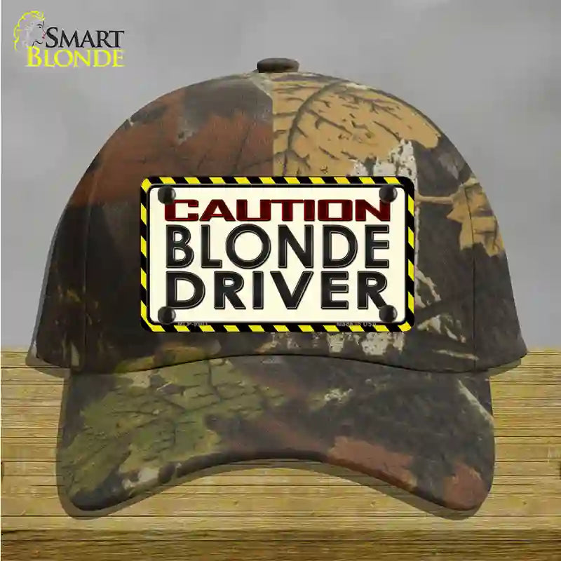 Caution Blonde Driver Novelty License Plate Hat Cotton / Camoflauge