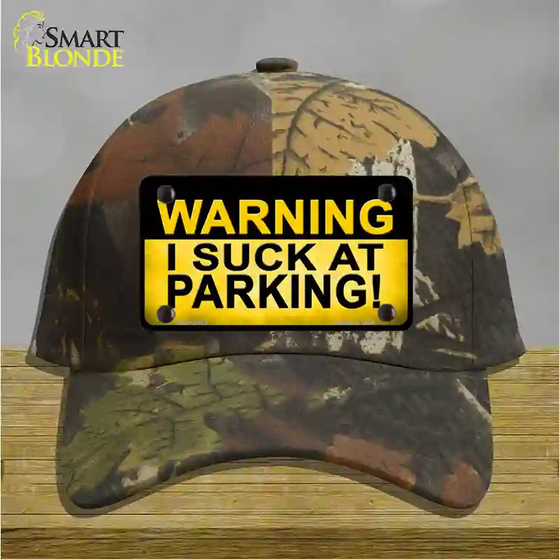 Warning Suck At Parking Novelty License Plate Hat Cotton / Camoflauge