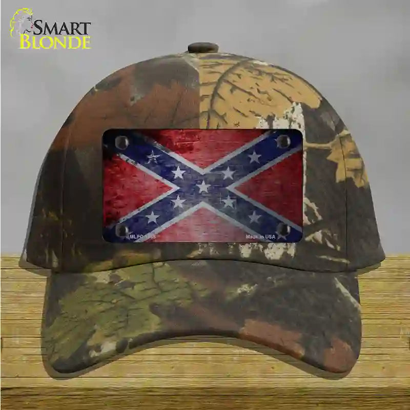 Confederate Flag Scratched Chrome Novelty License Plate Hat Cotton / Camoflauge