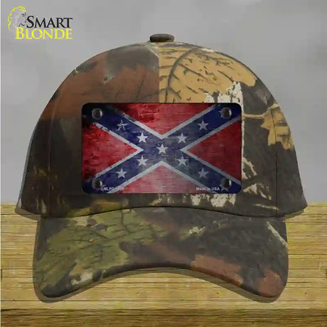 Confederate Flag Scratched Chrome Novelty License Plate Hat Cotton / Camoflauge