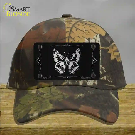 Butterfly Black Brushed Chrome Novelty License Plate Hat Cotton / Camoflauge