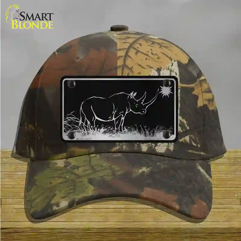 Rhino Black Brushed Chrome Novelty License Plate Hat Cotton / Camoflauge