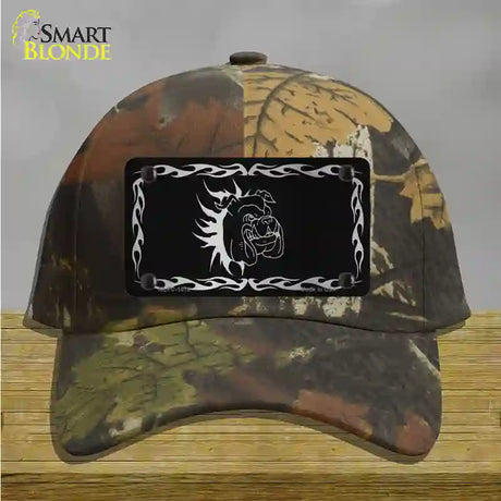 Dog In Flames Black Brushed Chrome Novelty License Plate Hat Cotton / Camoflauge