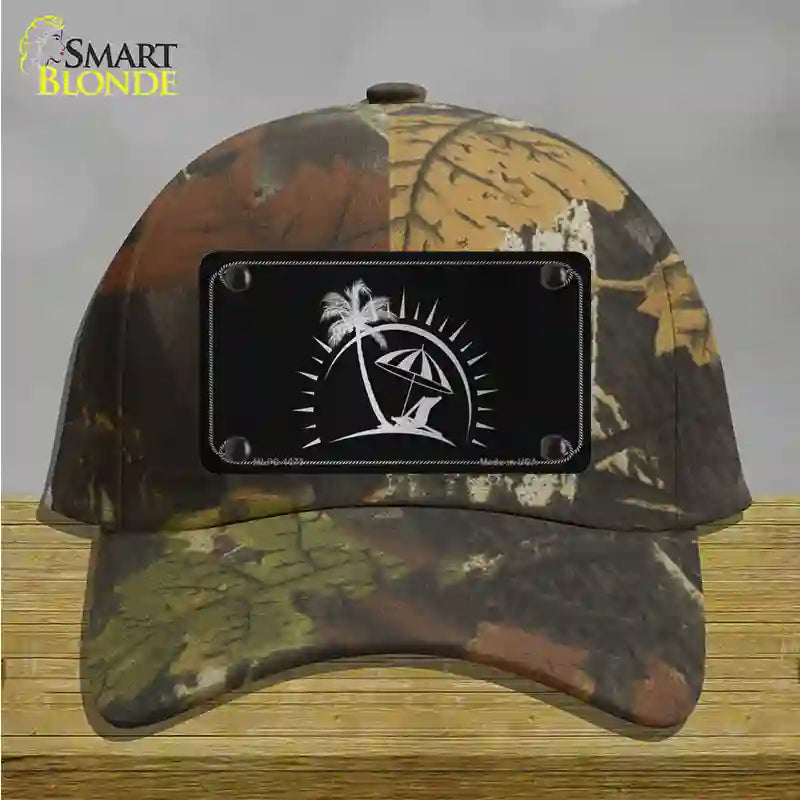 Beach Design Black Brushed Chrome Novelty License Plate Hat Cotton / Camoflauge