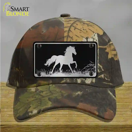 Horse Black Brushed Chrome Novelty License Plate Hat Cotton / Camoflauge