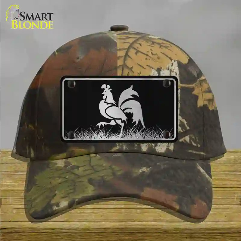 Rooster Black Brushed Chrome Novelty License Plate Hat Cotton / Camoflauge