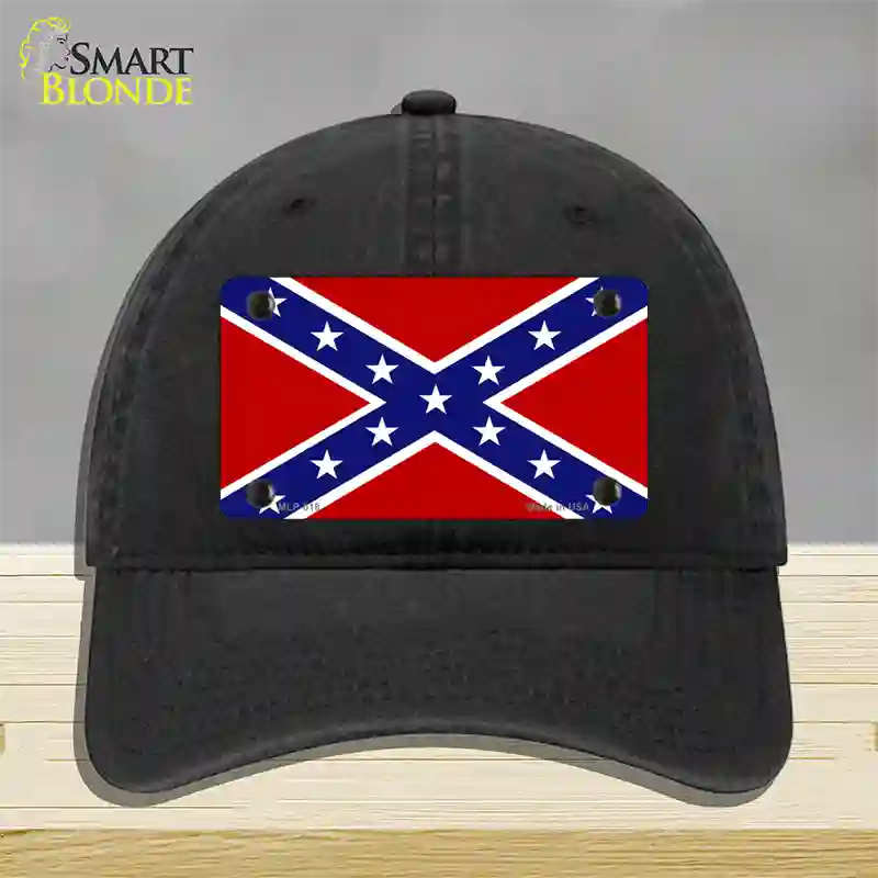 Confederate Flag Novelty License Plate Hat Unconstructed Cotton / Black