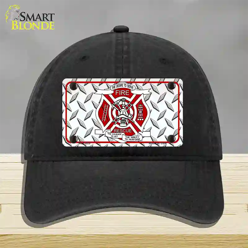 Fire Fighter Rescue Novelty License Plate Hat Unconstructed Cotton / Black