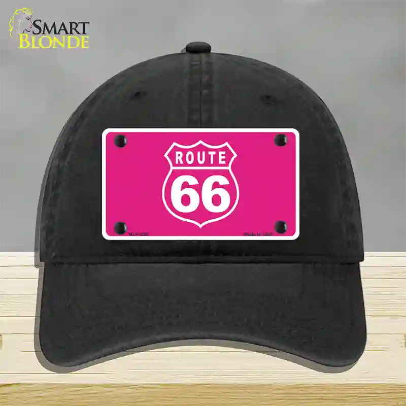 US Route 66 Pink Novelty License Plate Hat Unconstructed Cotton / Black