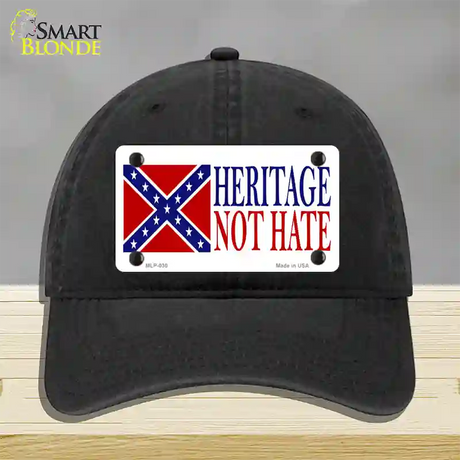 Heritage Not Hate Flag Novelty License Plate Hat Unconstructed Cotton / Black