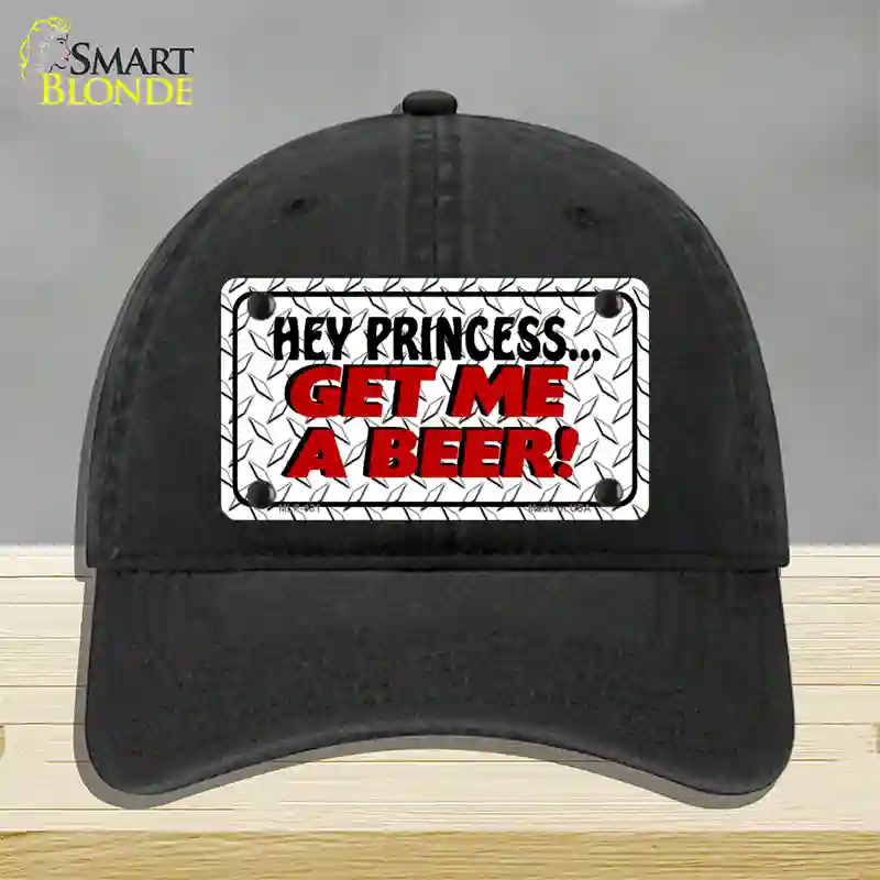 Get Me a Beer Novelty License Plate Hat Unconstructed Cotton / Black