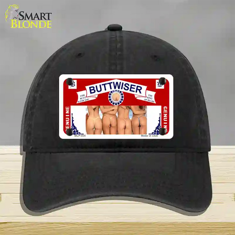 Buttwiser Beer Girls Novelty License Plate Hat Unconstructed Cotton / Black