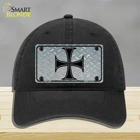 Maltese Cross Novelty License Plate Hat Unconstructed Cotton / Black