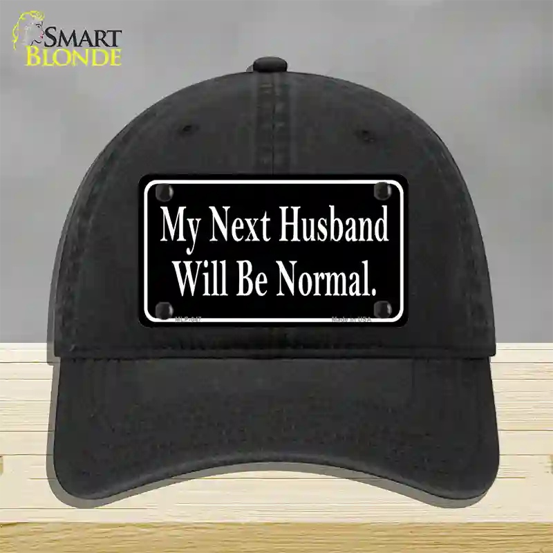 My Next Husband NoveltyNovelty License Plate Hat Unconstructed Cotton / Black